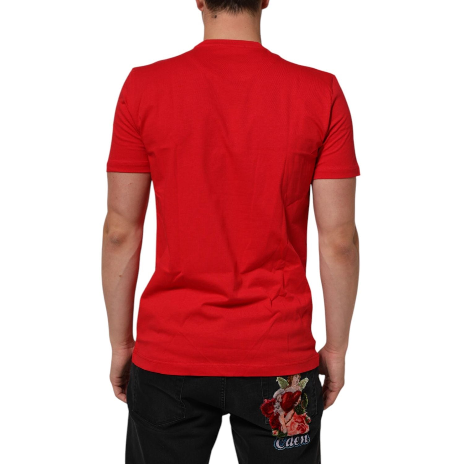 Dolce & Gabbana Red Goodluck 2023 Cotton Crew Neck T-shirt