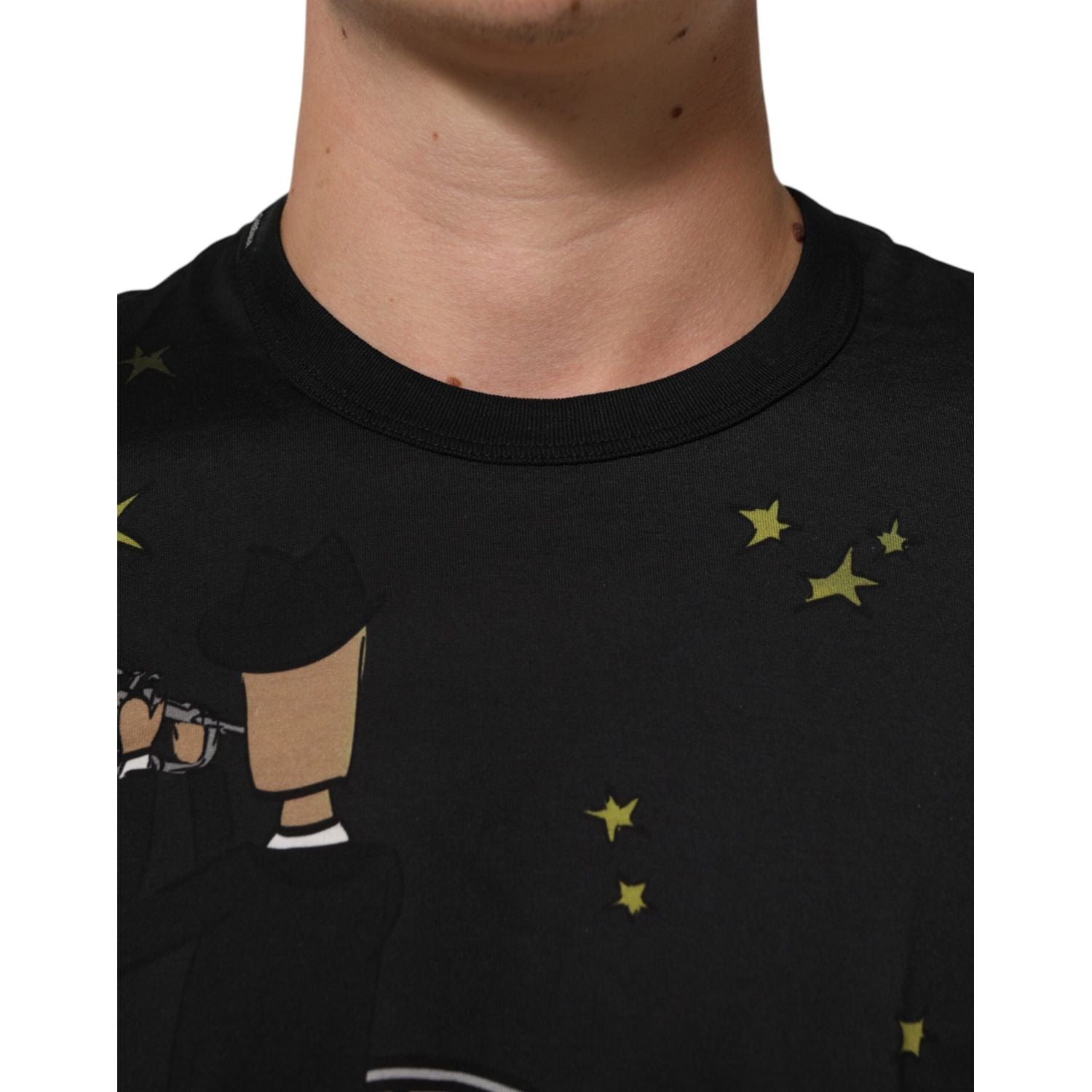 Dolce & Gabbana Black Musical Print Cotton Crew Neck T-shirt