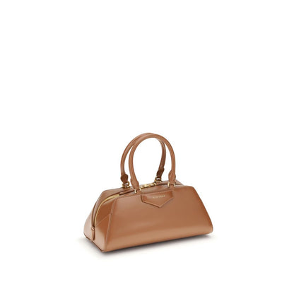 Givenchy Brown Calf Leather Bos Taurus Handbag with structured design and embossed signature, featuring versatile articulated handles.