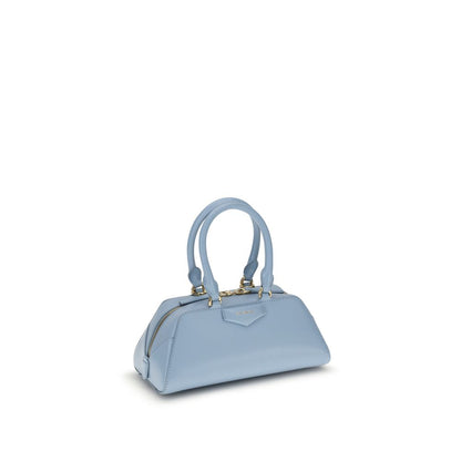 Alt Tag: Givenchy Light Blue Calf Leather Bos Taurus Handbag with gold details and adjustable shoulder strap