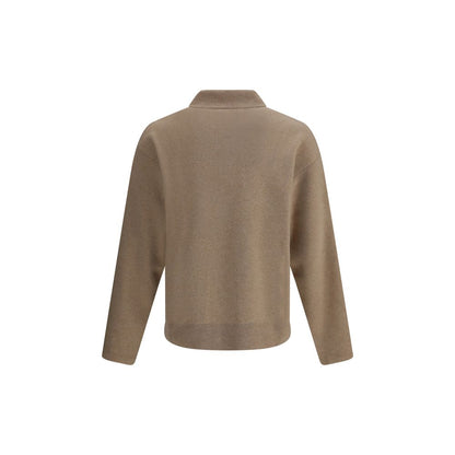 Back view of Jacquemus Beige Merino Wool Sweatshirt with long sleeves and ribbed cuffs.