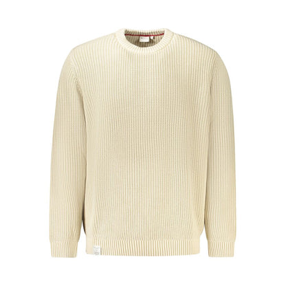 Pepe Jeans Beige Cotton Men Sweater showcasing sustainable style and comfort with iconic logo, made of 100% cotton for eco-conscious men.