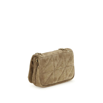 Saint Laurent Beige Calf Leather Bos Taurus Shoulder Bag with quilted design and chain strap.
