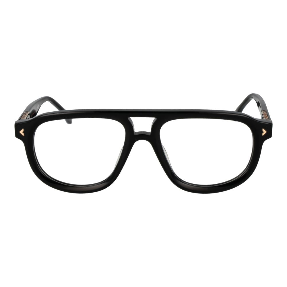 Lozza Black Men Glasses Frame with full-rim black cellulose acetate, size 55-18-145, styled in aviator design.