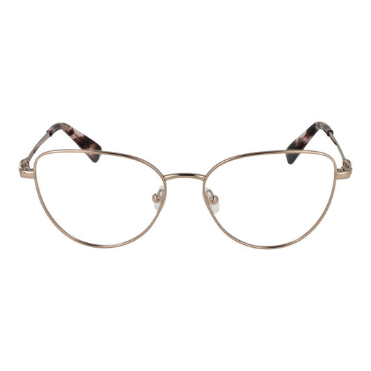 Longchamp Gold Women Glasses Frame, full-rim cat eye style with metal gold frame and demo lenses, size 54-16-140