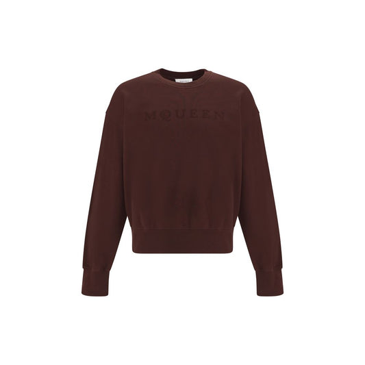 Alt Tag: Alexander McQueen Brown Cotton Sweatshirt with tonal logo, crewneck design, 100% cotton, ideal for casual yet polished look, AW25 season.