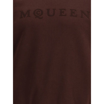 Alexander McQueen Brown Cotton Sweatshirt with tonal flocked logo on chest, ideal for casual polished look. AW25, 100% cotton.