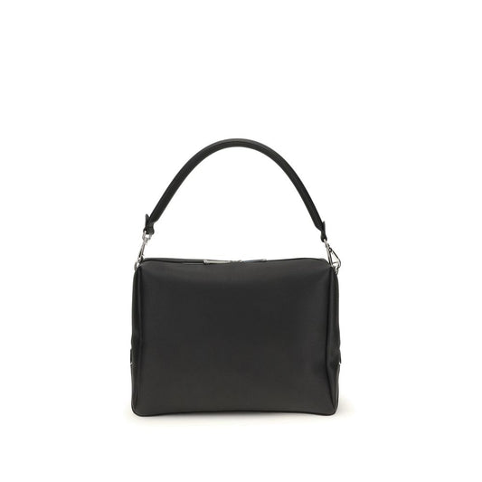 Fendi Black Calf Leather Bos Taurus Shoulder Bag elegant design with FF metal accents and palladium-finish hardware.