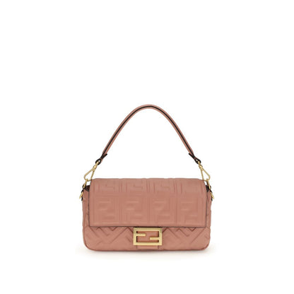 Fendi Multicolor Calf Leather Bos Taurus Shoulder Bag in pink, featuring FF motif, gold hardware, and magnetic closure, AW25 collection.