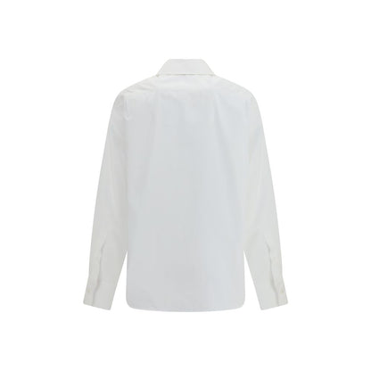 Back view of Alexander McQueen White Cotton Dress Shirt with embellished collar, regular fit and long sleeves for formal occasions.