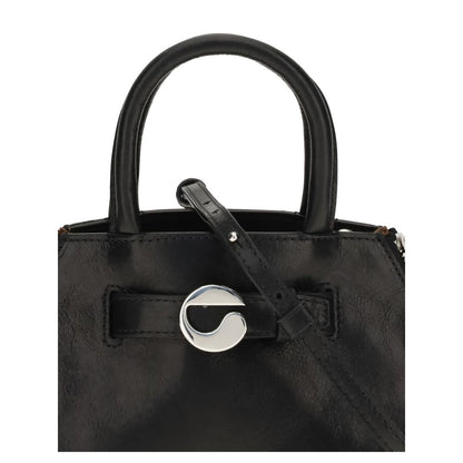 Coperni Black Calf Leather Bos Taurus Shoulder Bag with detachable strap and sleek design, perfect for essentials.