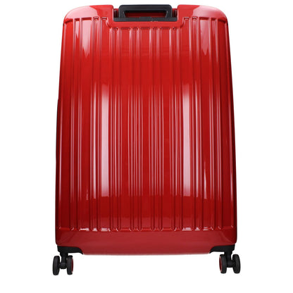 Piquadro Red Polycarbonate Luggage And Travel with front logo, side logo, and TSA closure, featuring a vintage effect design.