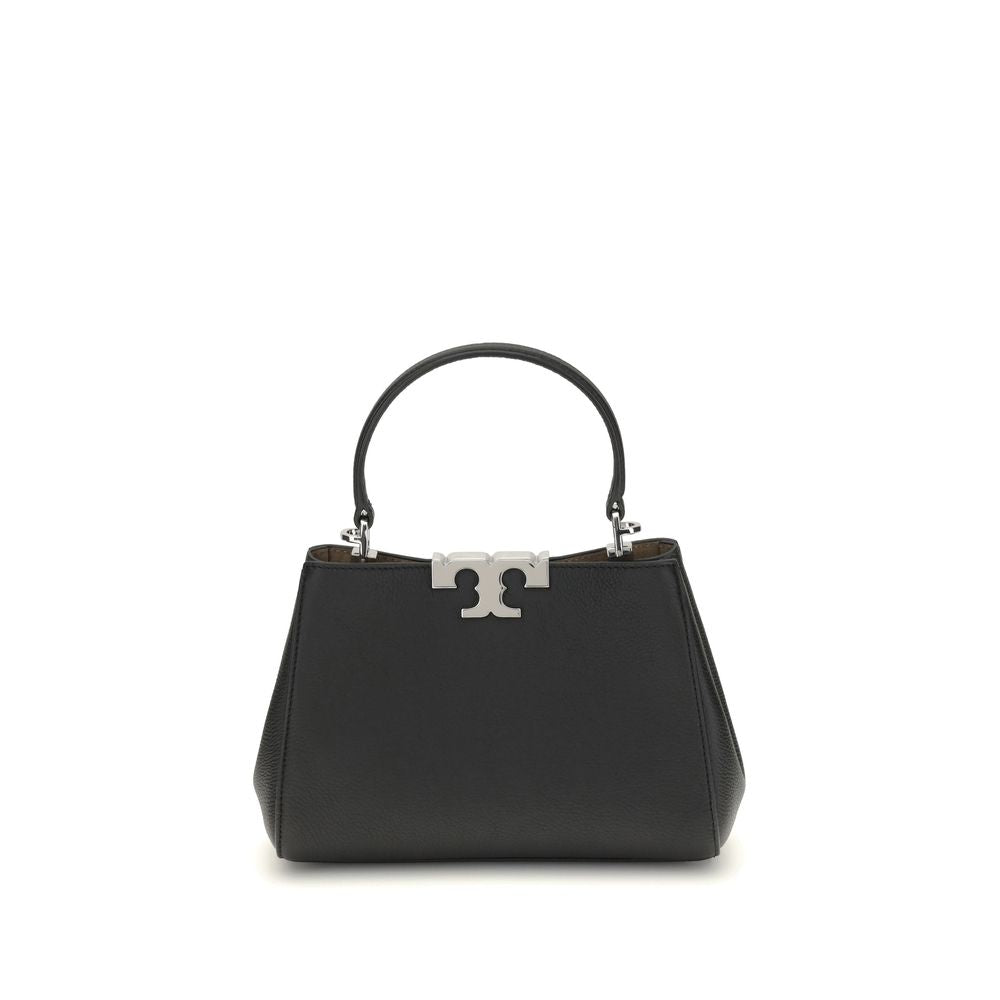 Tory Burch Black Calf Leather Bos Taurus Handbag - Eleanor Mini Satchel with handle and magnetic closure