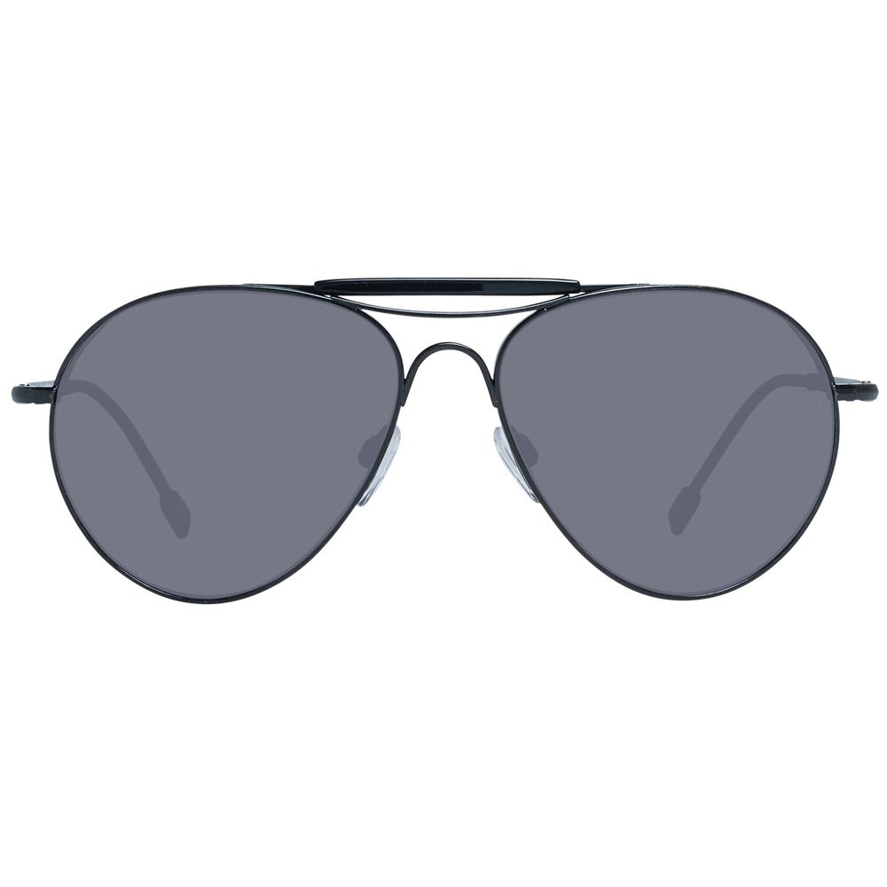 Ermenegildo Zegna Black Titanium Sunglasses with grey lenses, full-rim aviator style, 100% UVA & UVB protection, size 57-15-145