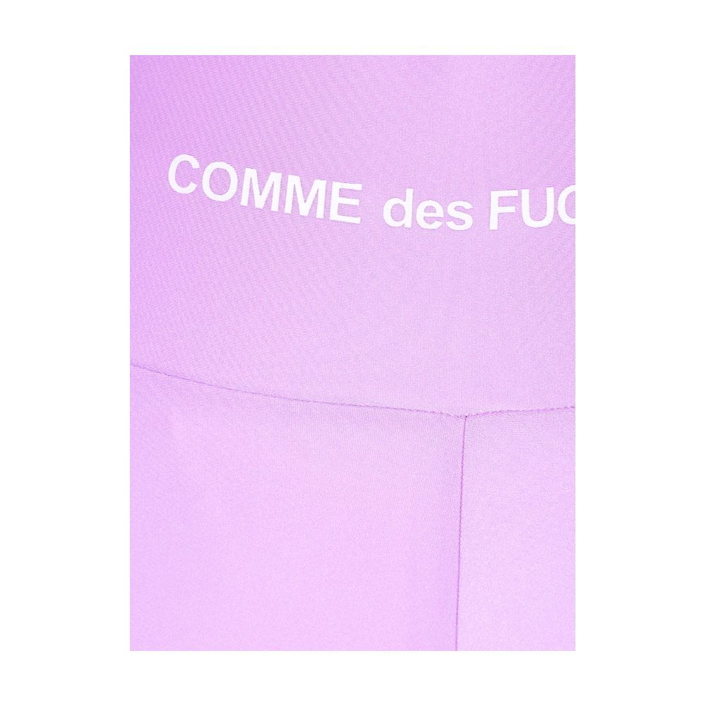Comme Des Fuckdown Purple Polyester Short with front logo print on stretch lycra biker shorts.