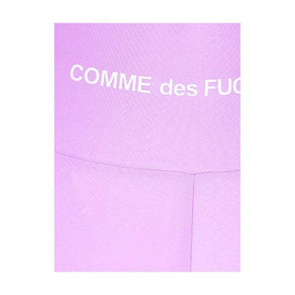 Comme Des Fuckdown Purple Polyester Short with front logo print on stretch lycra biker shorts.