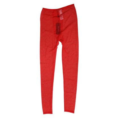 Dolce & Gabbana Red Nylon Logo Lace Leggings Pants Underwear - soft nylon-elastane, mid-rise, sleek silhouette, Italy.