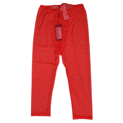 Dolce & Gabbana Red Logo Lace Tight Midi Trousers Underwear