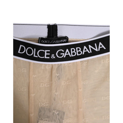 Dolce & Gabbana Beige Nylon Logo Lace Leggings Pants Underwear with DG waistband in beige color