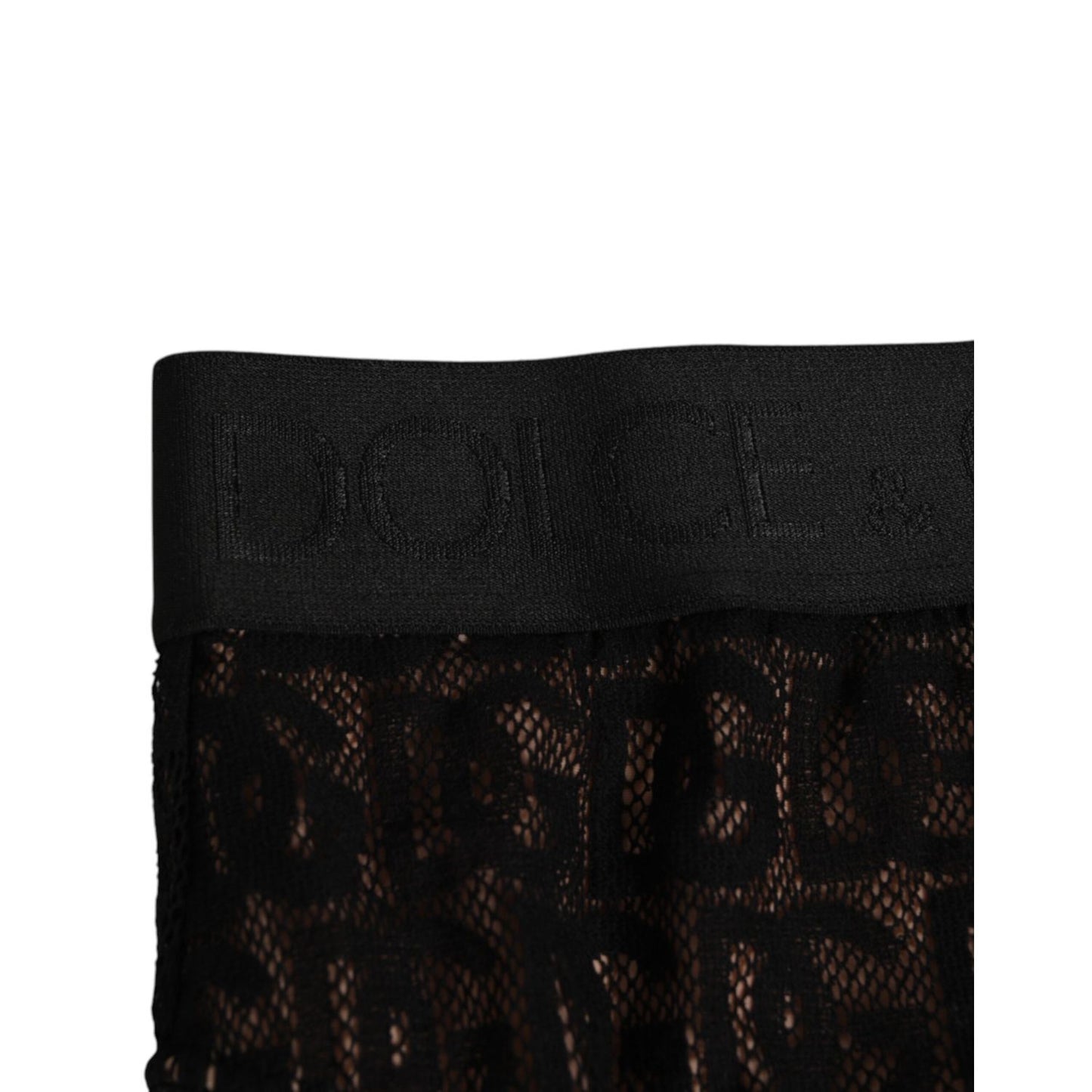 Dolce & Gabbana Black DG Logo Lace High Brief Panty Underwear with elastic waistband and lace detail