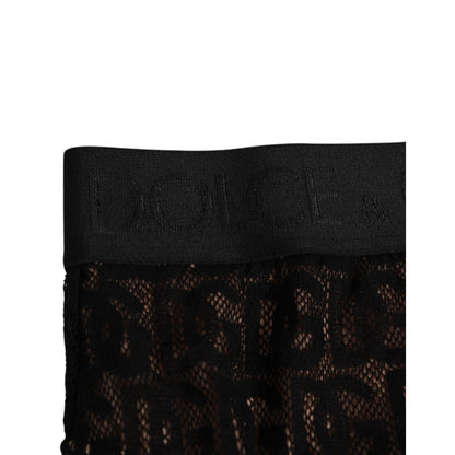 Dolce & Gabbana Black DG Logo Lace High Brief Panty Underwear with elastic waistband and lace detail