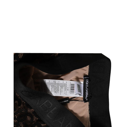Dolce & Gabbana Black DG Logo Lace High Brief Panty Underwear showcasing label, lace pattern, and elastic waistband detail.