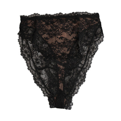 Dolce & Gabbana Black Floral Lace Mesh High Brief Panty  Underwear