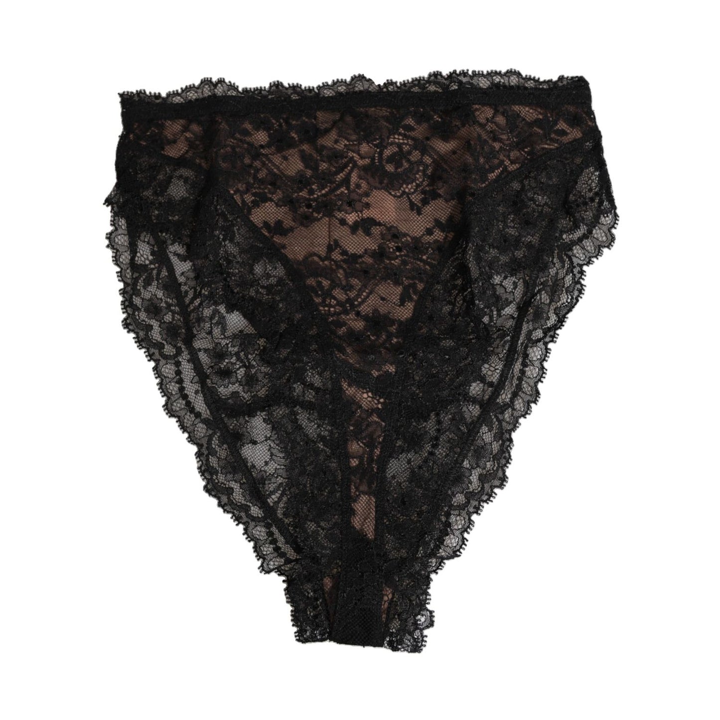 Dolce & Gabbana Black Floral Lace Mesh High Brief Panty  Underwear