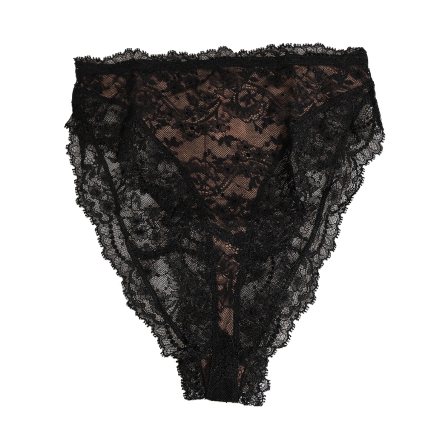 Dolce & Gabbana Black Floral Lace Mesh High Brief Panty  Underwear