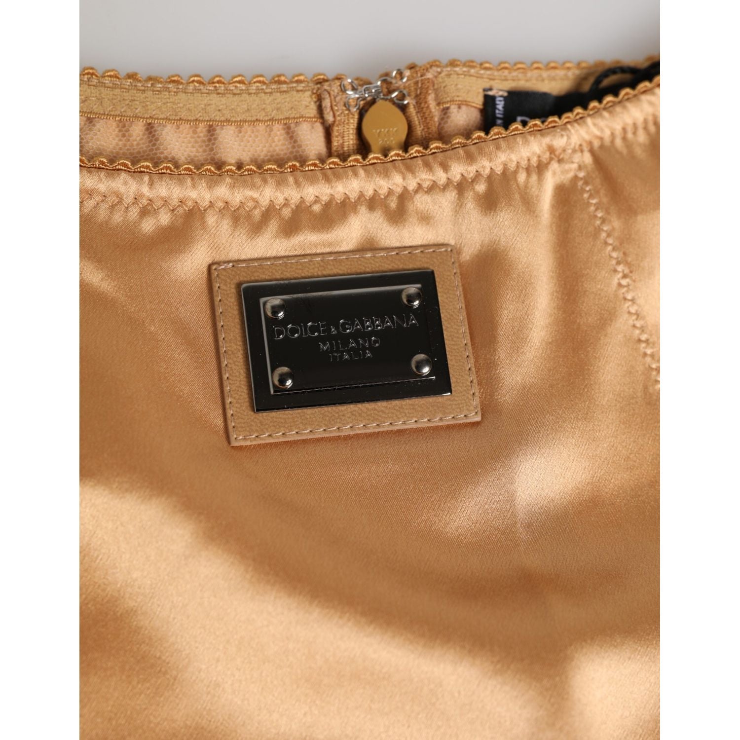 Dolce & Gabbana Beige Silk Stretch High Waist Girdle Underwear