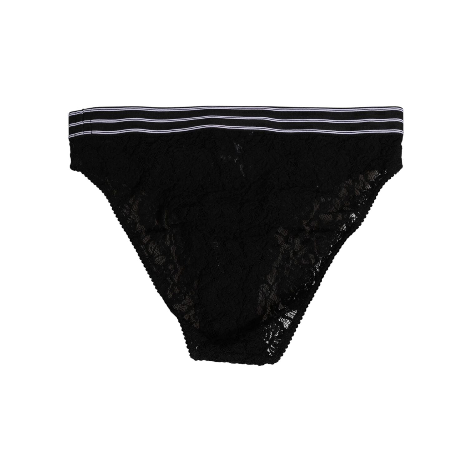 Dolce & Gabbana Black Lace Slip Brief Logo Waistband Underwear