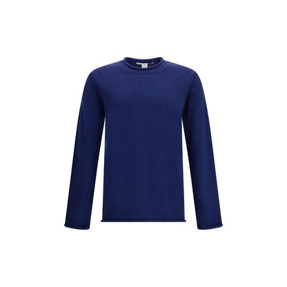 Comme Des Garçons Blue Wool Sweatshirt with ribbed knit, round neckline, and long sleeves, crafted from 100% wool.
