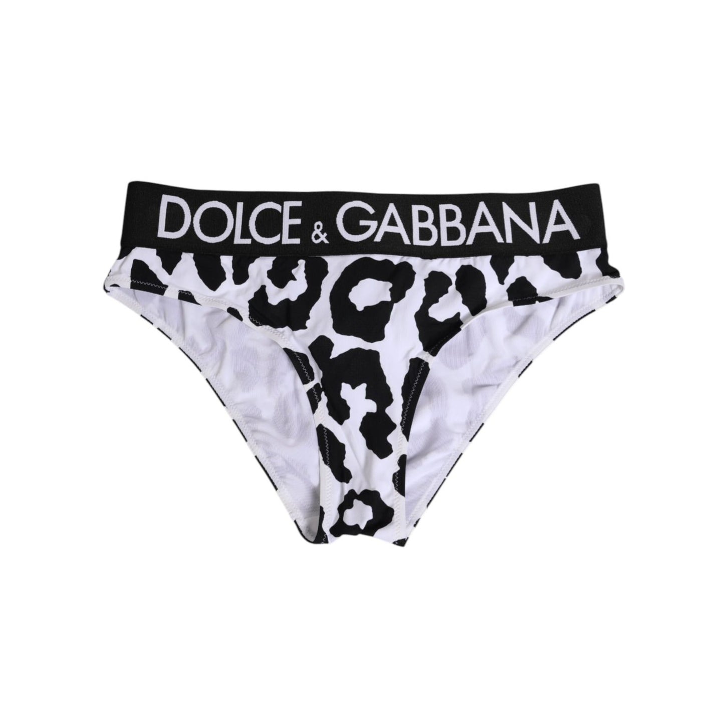 Dolce & Gabbana White Leopard Nylon High Waist Panty Underwear