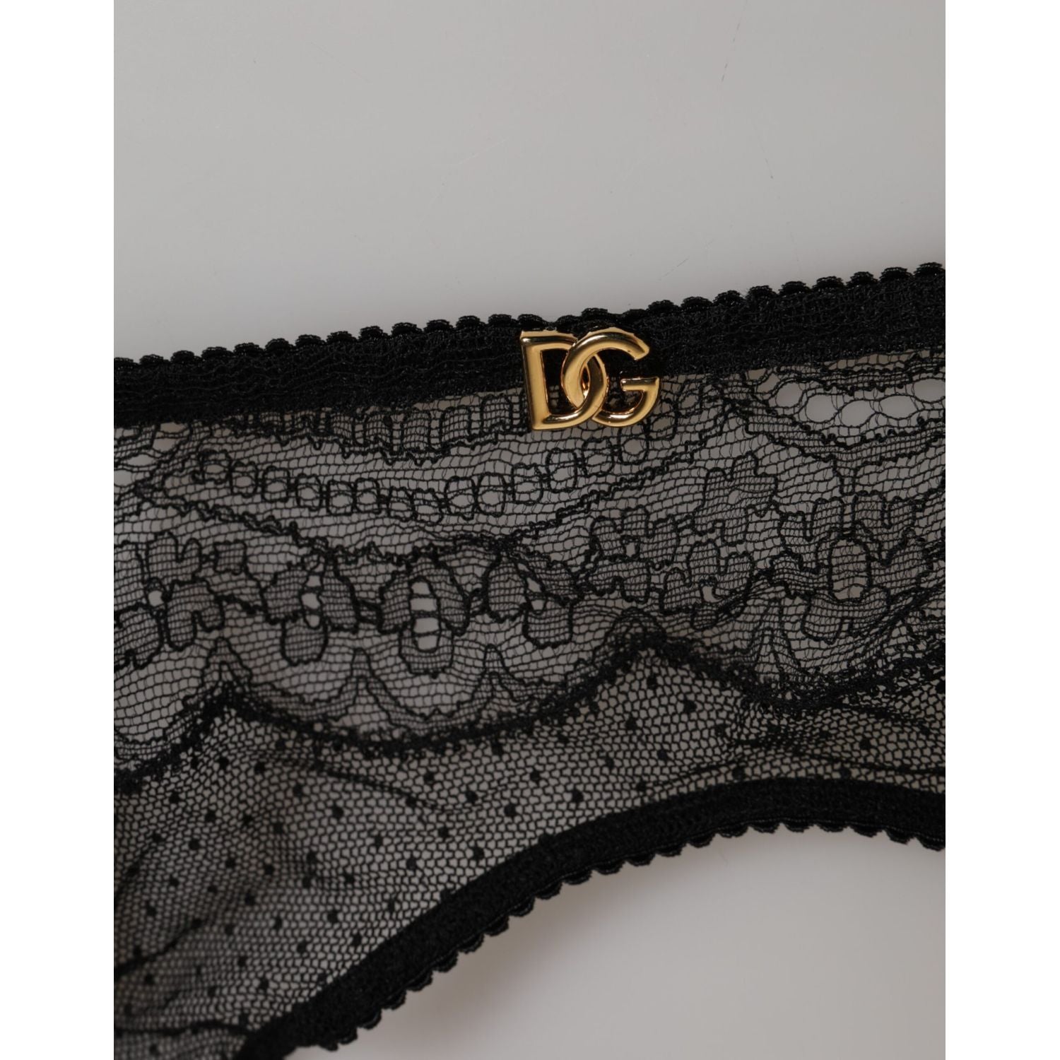 Dolce & Gabbana Black Floral Lace Nylon Strap Garter Underwear