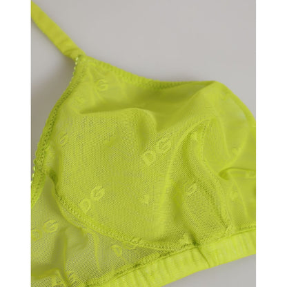 Dolce & Gabbana Yellow Green Nylon Soft Cup Brassiere  Underwear