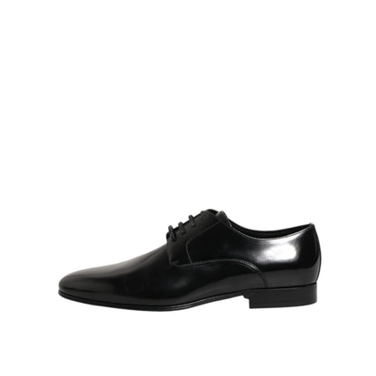 Dolce & Gabbana Black Calfskin Leather Derby Men Dress Shoes