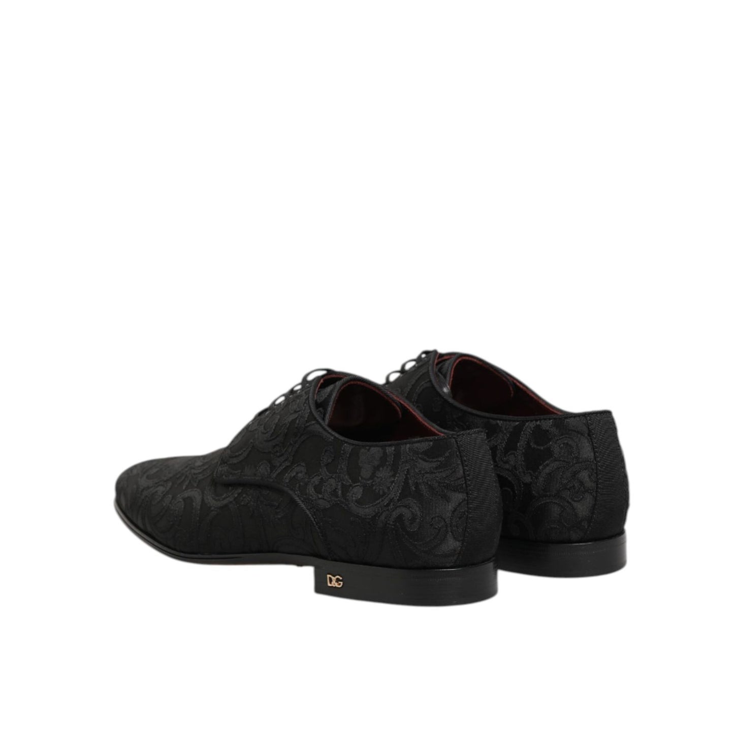 Dolce & Gabbana Black Brocade Lace Up Derby Men Dress Shoes