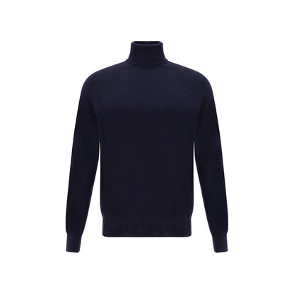 Brunello Cucinelli Blue Cashmere Cashmere Sweater, premium turtleneck, ribbed cuffs, AW25 season, elegant regular fit, 100% cashmere.