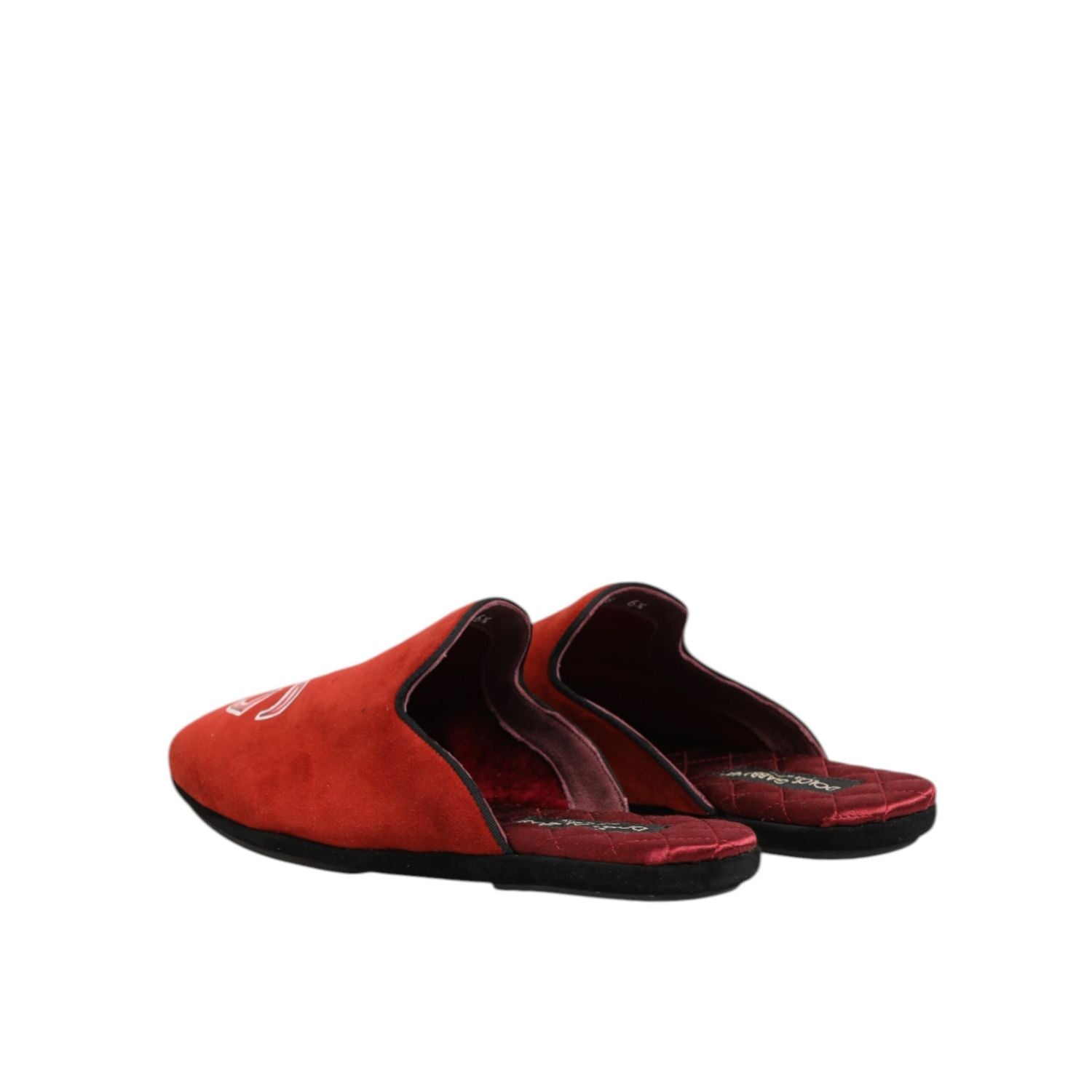 Dolce & Gabbana Red Suede DG King Men House Slippers Shoes