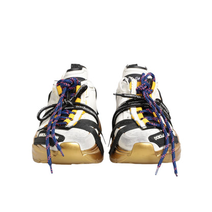 Dolce & Gabbana Multicolor Daymaster Low Top Sneakers Shoes with gold accents and chunky silhouette.