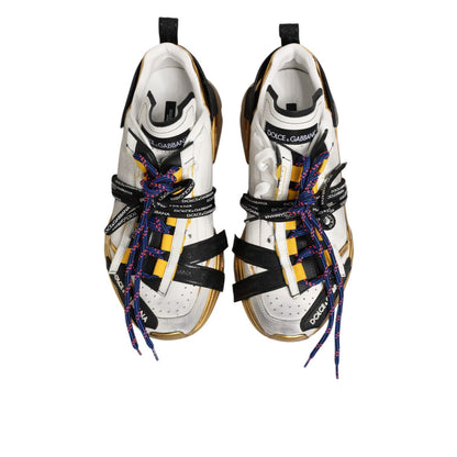 Dolce & Gabbana Multicolor Daymaster Low Top Sneakers Shoes with gold accents and chunky silhouette displayed from above