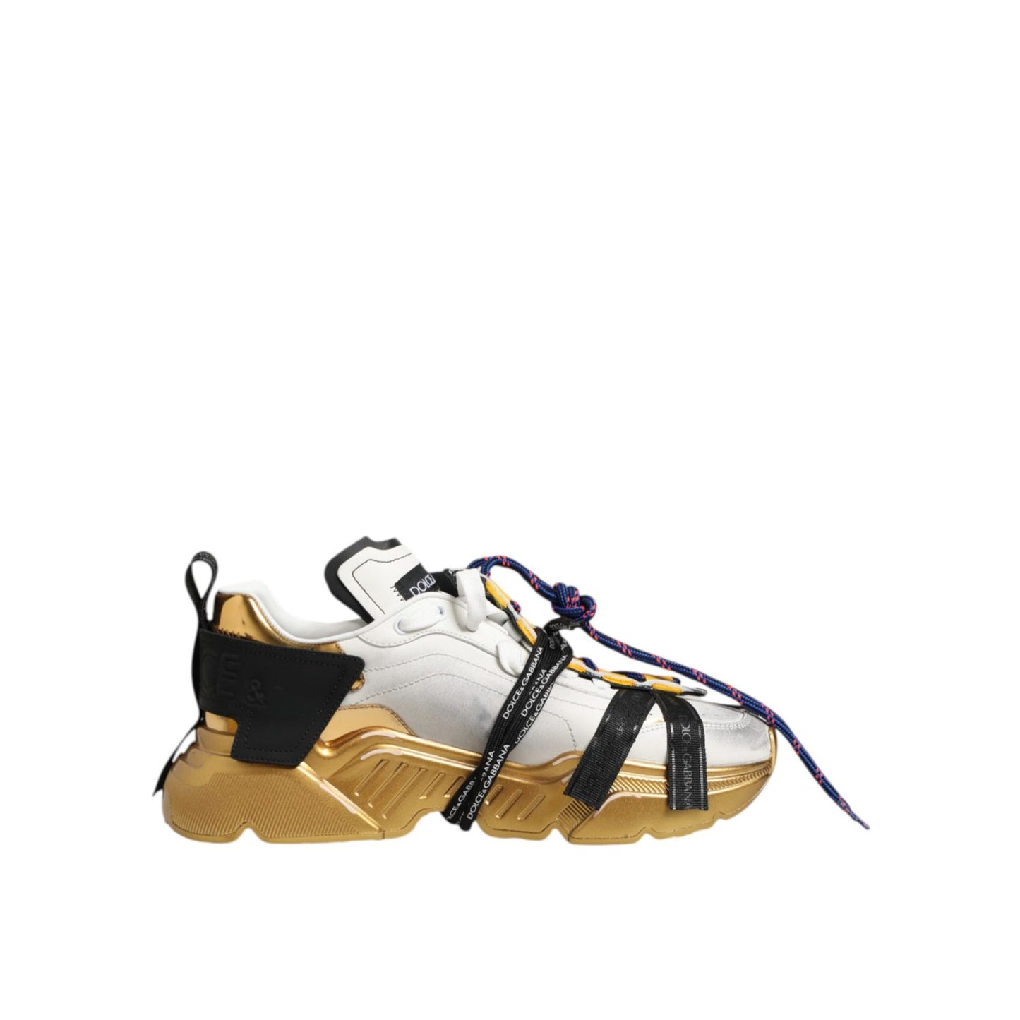 Dolce & Gabbana Multicolor Daymaster Low Top Sneakers Shoes with gold accents and chunky silhouette.