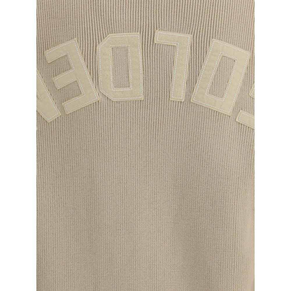 Back view of Golden Goose Beige Cotton Sweatshirt featuring ribbed-knit detail with distinctive printed logo.