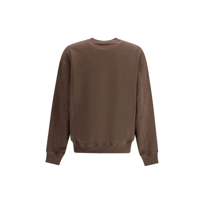 Back view of New Balance Brown Cotton Sweatshirt with crew neckline, ribbed hem, and cuffs in ultra-soft cotton blend.