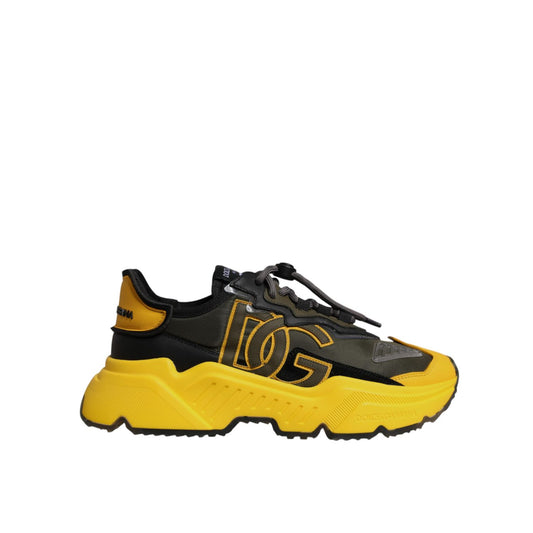 Dolce & Gabbana Black Yellow Daymaster Low Top Sneakers Shoes