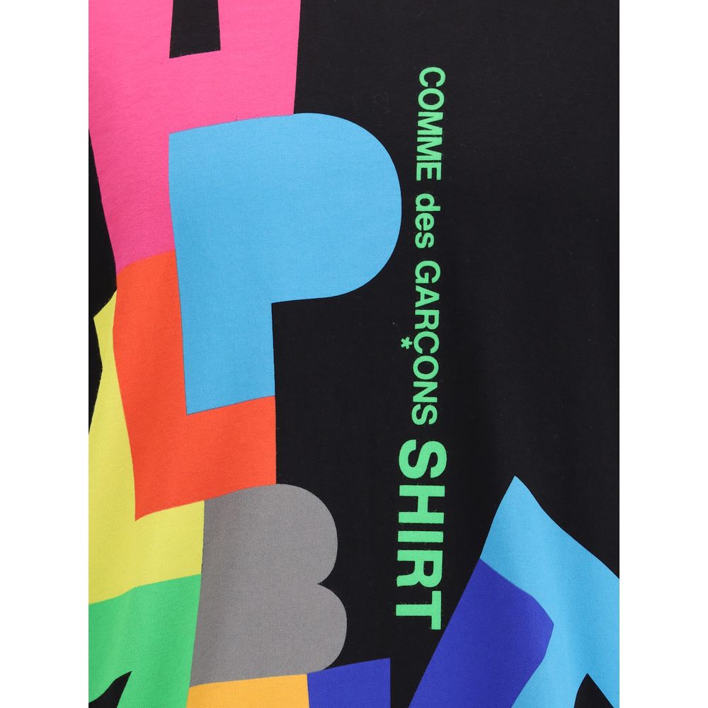 Colorful graphic design on Comme Des Garçons Black Cotton T-Shirt