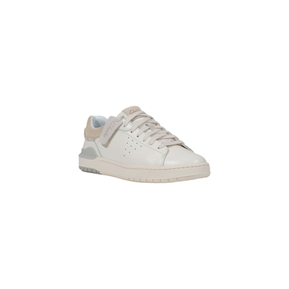 Clarks White Leather Low Top Sneakers