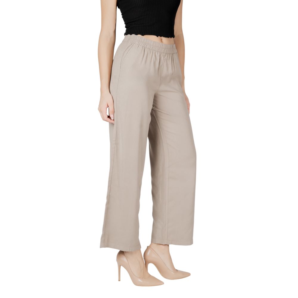 Only Beige Viscose Casual Pants
