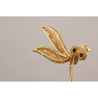 Dolce & Gabbana Gold Tone 925 Sterling Silver Crystal Chain Brooch