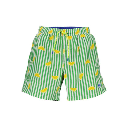 North Sails Green Polyester Swimwear with pattern, elastic waist, interior slip, and pockets